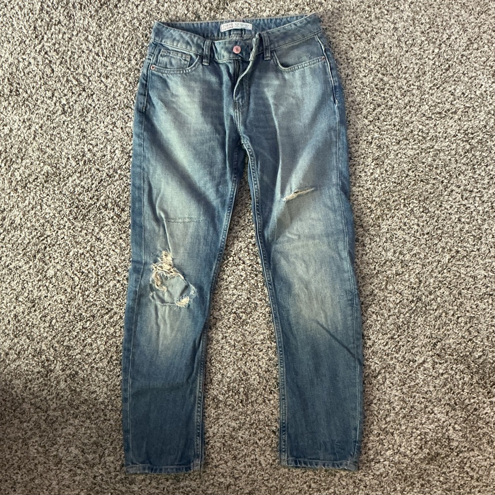 Distressed Blue Jeans